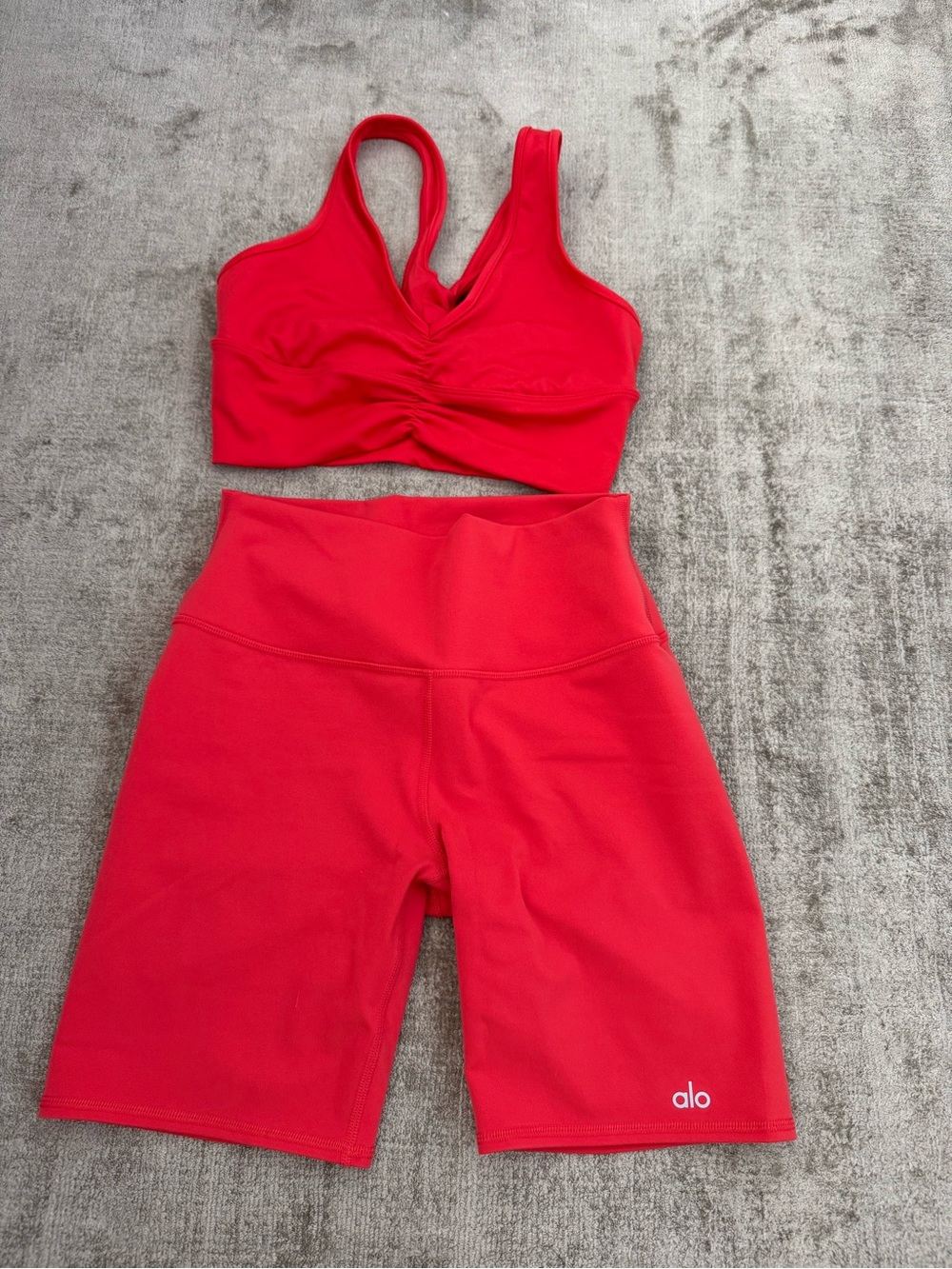 ALO Yoga Kids Red High-Rise Bike Shorts